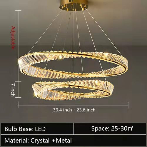 Ring Crystal Chandelier Luxury Living/ Dining Room Ceiling Lamp Bedroom Light-MEET LIGHTING