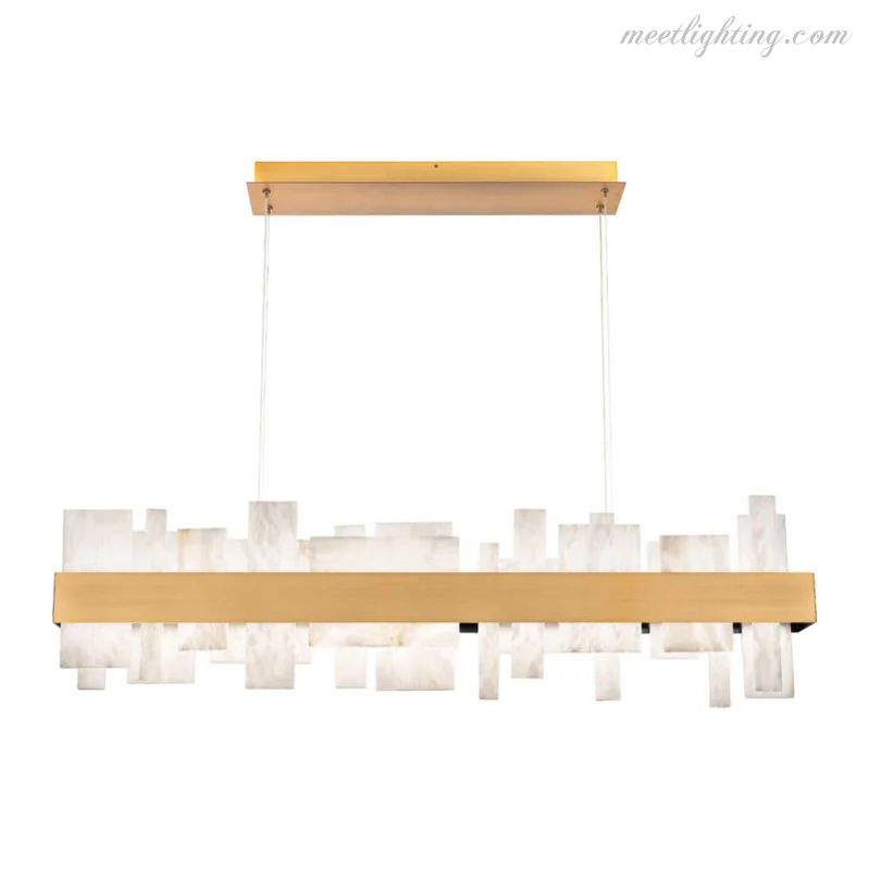 Acropolis 46in LED Linear Alabaster Chandelier-Meet Lighting