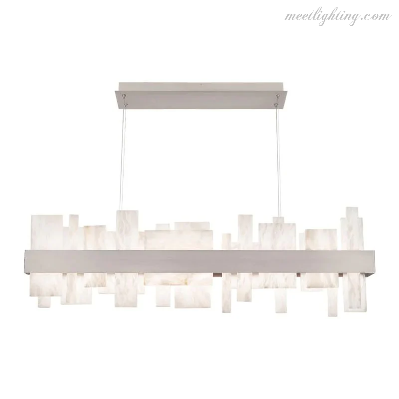 Acropolis 46in LED Linear Alabaster Chandelier-Meet Lighting