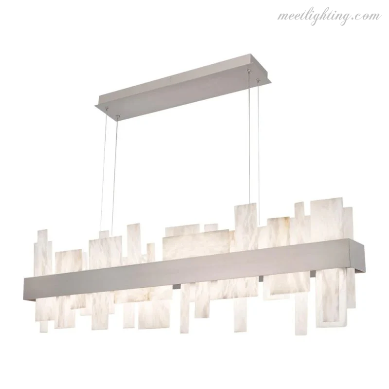 Acropolis 46in LED Linear Alabaster Chandelier-Meet Lighting