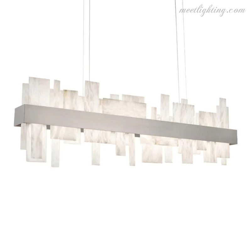 Acropolis 46in LED Linear Alabaster Chandelier-Meet Lighting