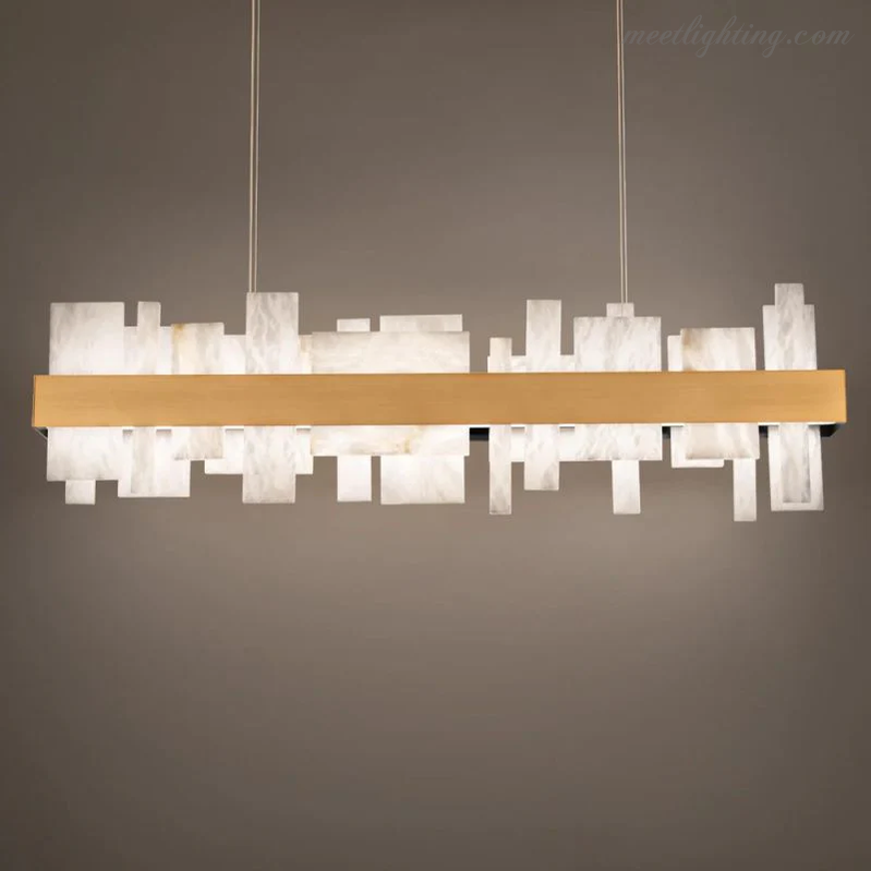 Acropolis 46in LED Linear Alabaster Chandelier-Meet Lighting