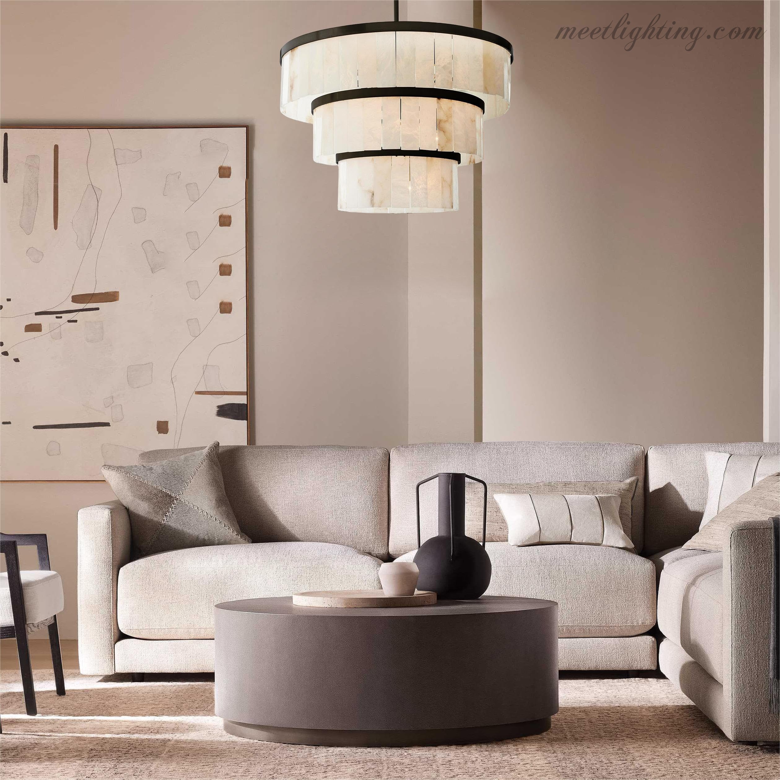 Alabaster 3 Tier Chandelier-MEET LIGHTING