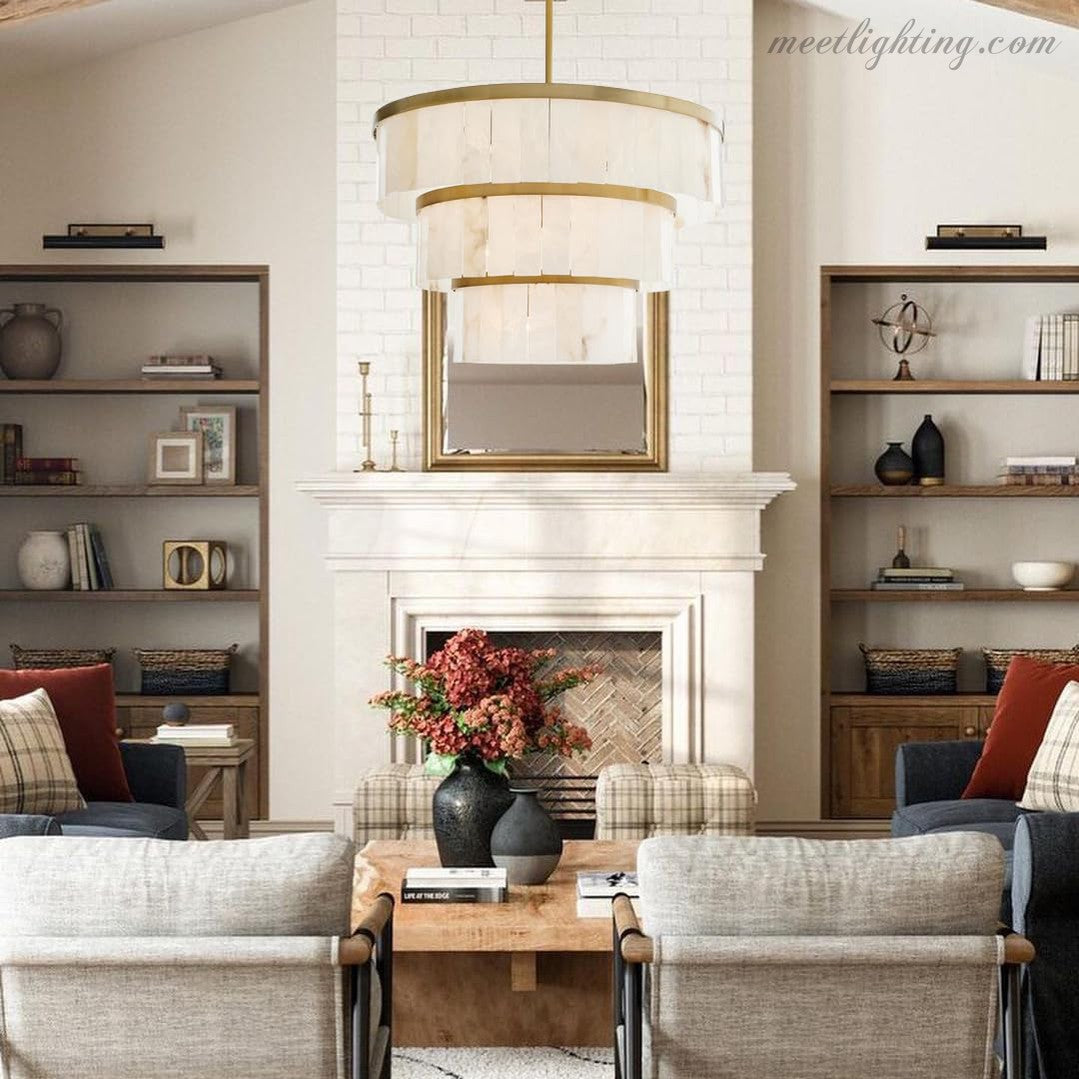 Alabaster 3 Tier Chandelier-MEET LIGHTING