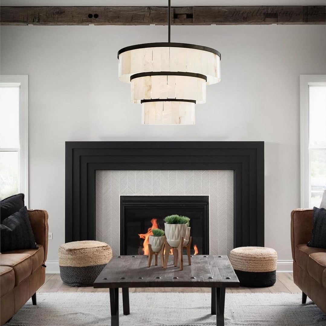 Alabaster 3 Tier Chandelier-MEET LIGHTING