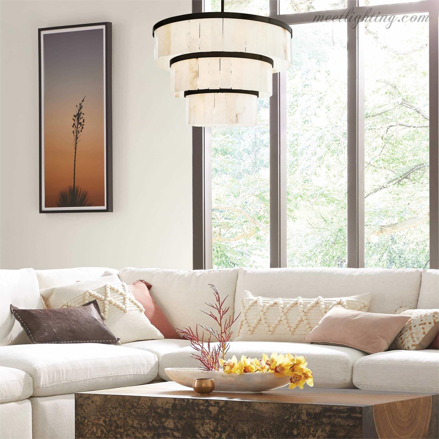 Alabaster 3 Tier Chandelier-Meet Lighting