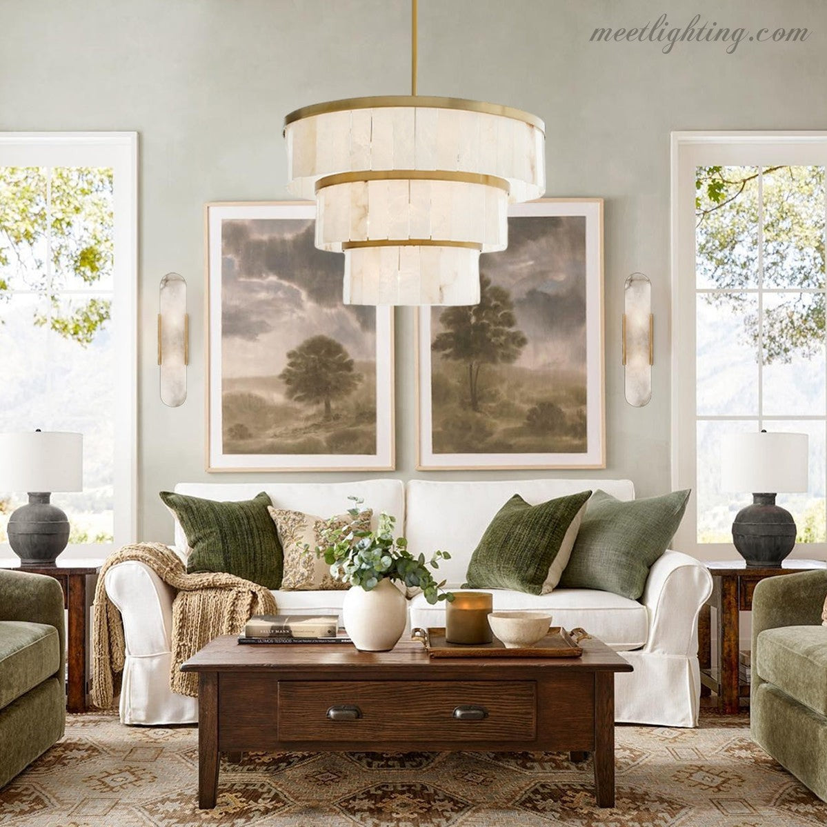 Alabaster 3 Tier Chandelier-MEET LIGHTING