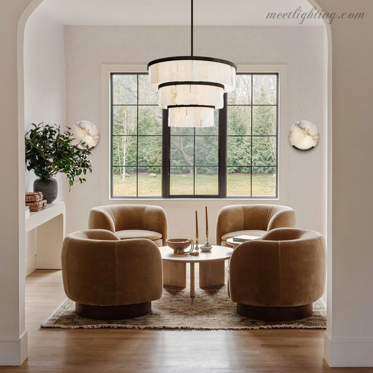 Alabaster 3 Tier Chandelier-MEET LIGHTING