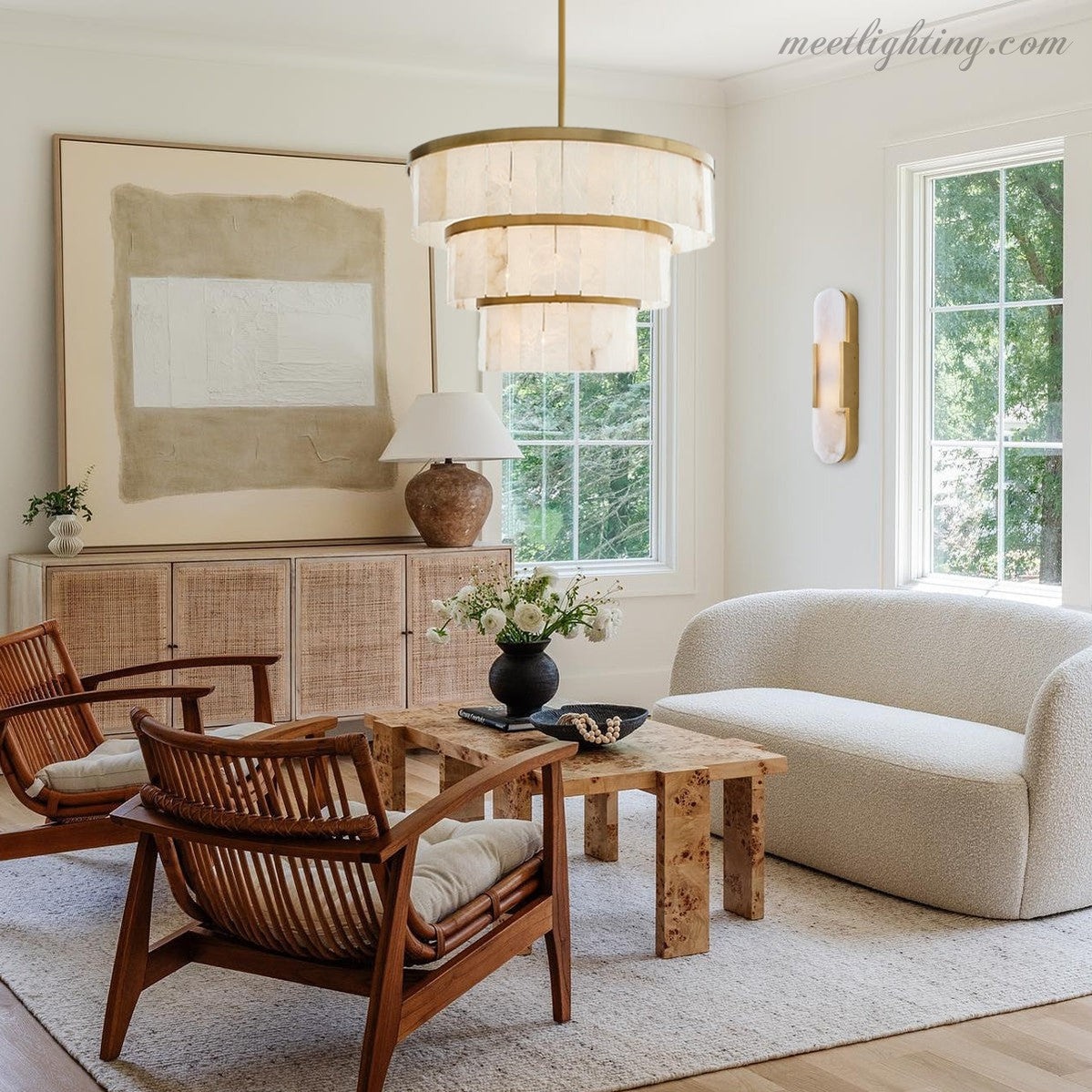 Alabaster 3 Tier Chandelier-MEET LIGHTING