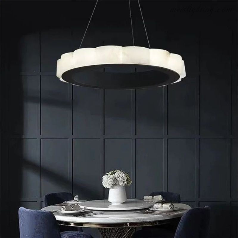 Alabaster Black Round Chandelier-MEET LIGHTING