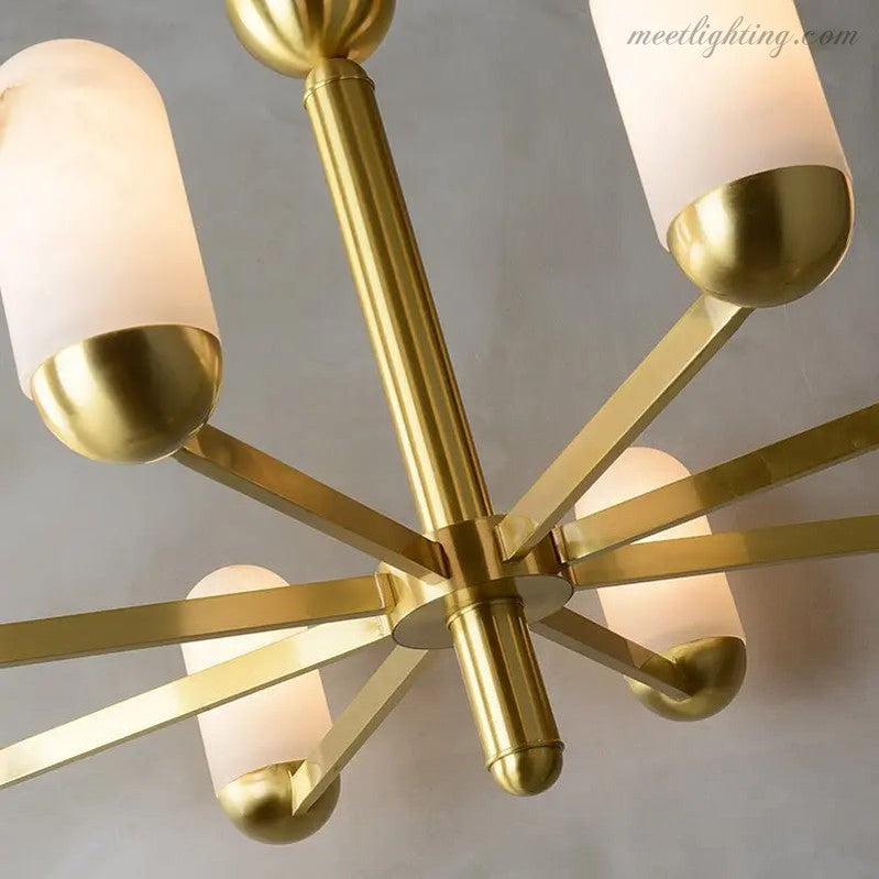 Alabaster Brass Chandelier Living Dining Lighting-Meet Lighting