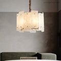 Alabaster Brass Dining Room Round Chandelier-MEET LIGHTING