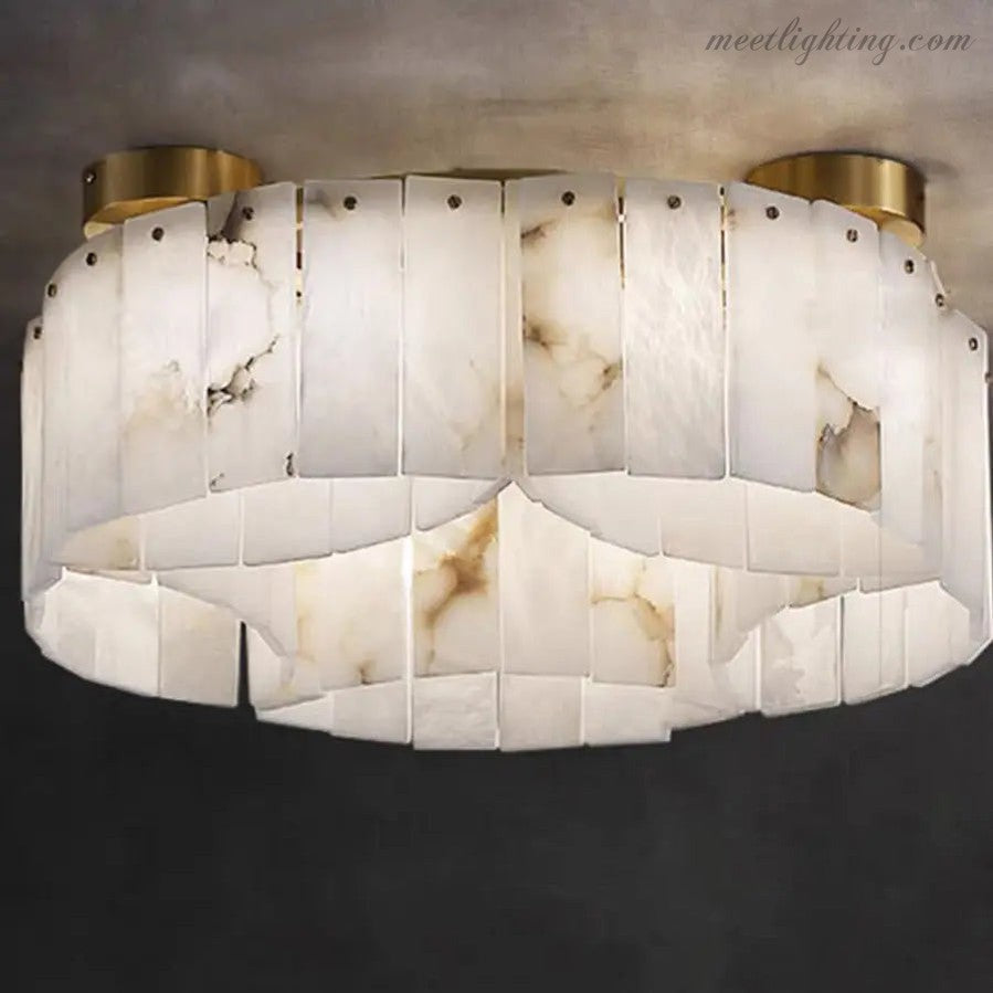 Alabaster Brass Flushmount Ceiling Lamps Chandelier Light-MEET LIGHTING