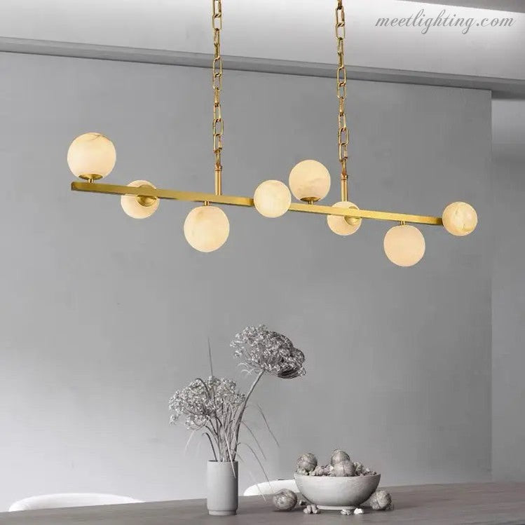 Alabaster Brass Globe Pendant Lights-Meet Lighting