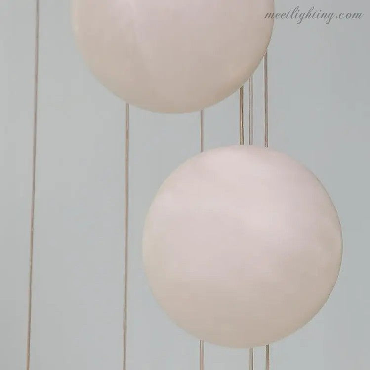 Alabaster Brass Modern Globe Spiral Chandelier-MEET LIGHTING