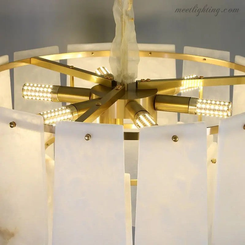 Alabaster Brass Multi-Layer Chandelier Lamp-MEET LIGHTING