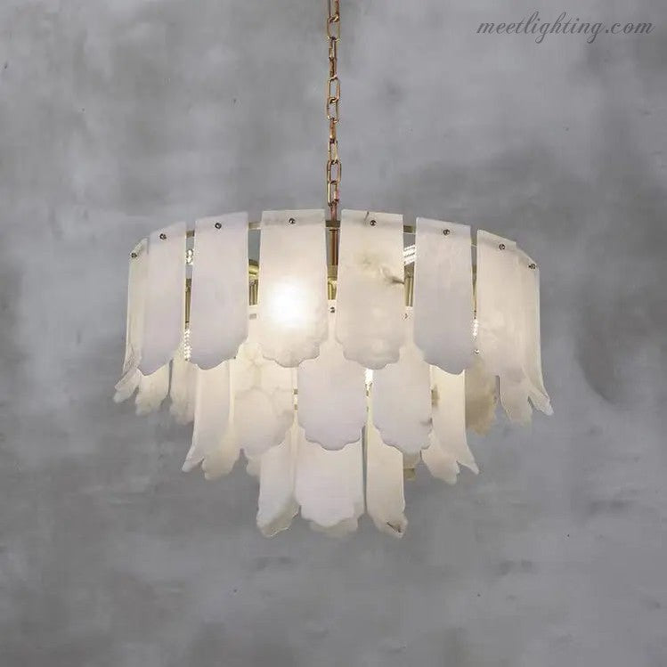 Alabaster Brass Multi-Layer Chandelier Lamp-Meet Lighting