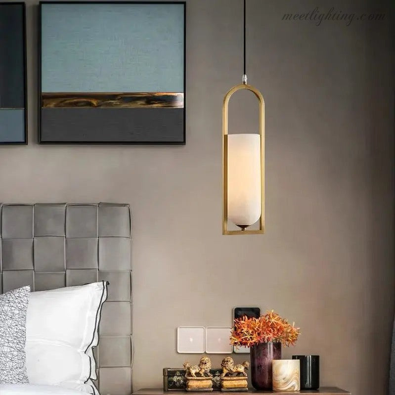 Alabaster Brass Pendant Light Fixtures Dining Room-Meet Lighting