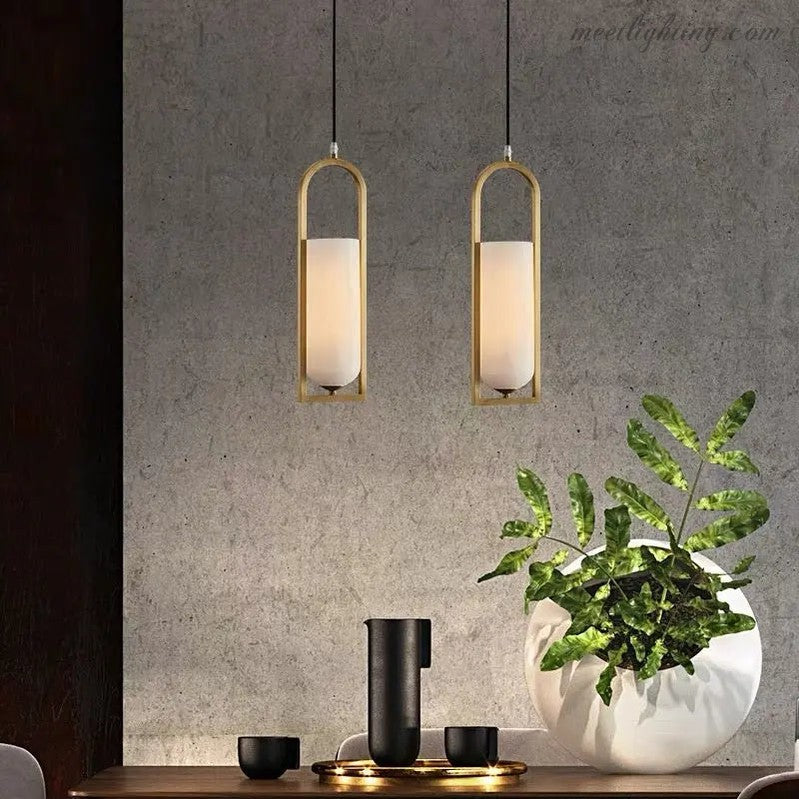 Alabaster Brass Pendant Light Fixtures Dining Room-Meet Lighting