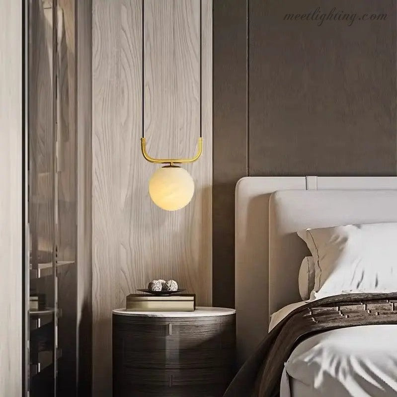 Alabaster Brass Pendant Lights For Bedroom-Meet Lighting