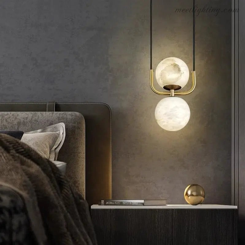 Alabaster Brass Pendant Lights For Bedroom-Meet Lighting