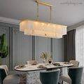 Alabaster Brass Rectangular Chandelier-MEET LIGHTING