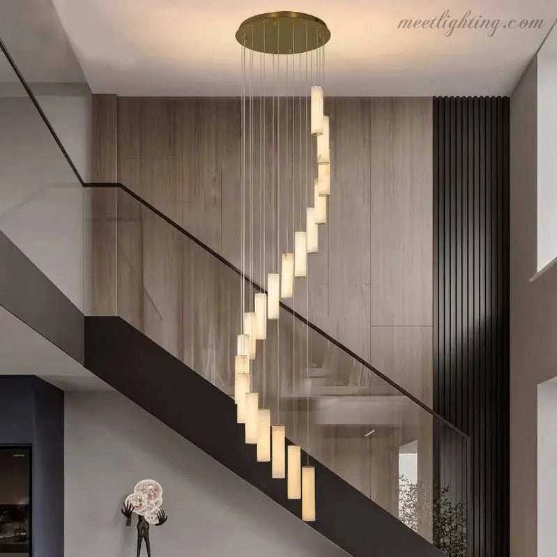 Alabaster Brass Spiral Indoor Modern Chandelier-Meet Lighting