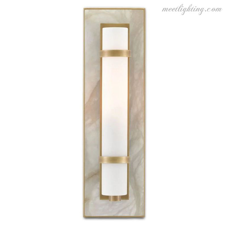 Alabaster Bruneau Brass Wall Sconce-Meet Lighting