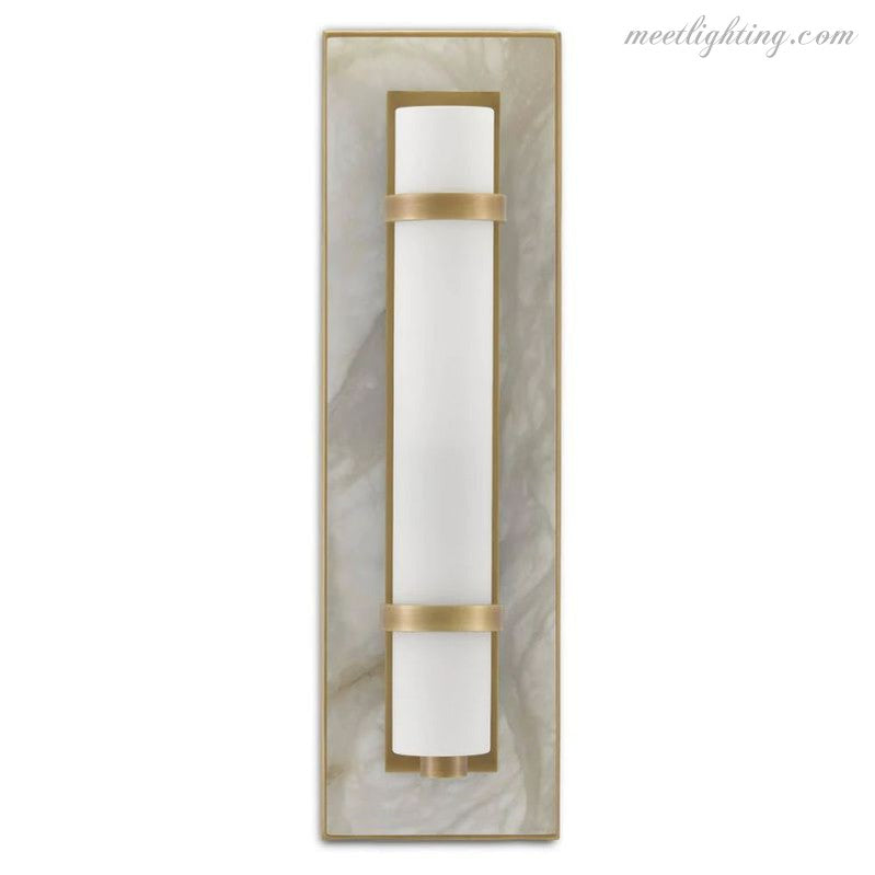 Alabaster Bruneau Brass Wall Sconce-Meet Lighting