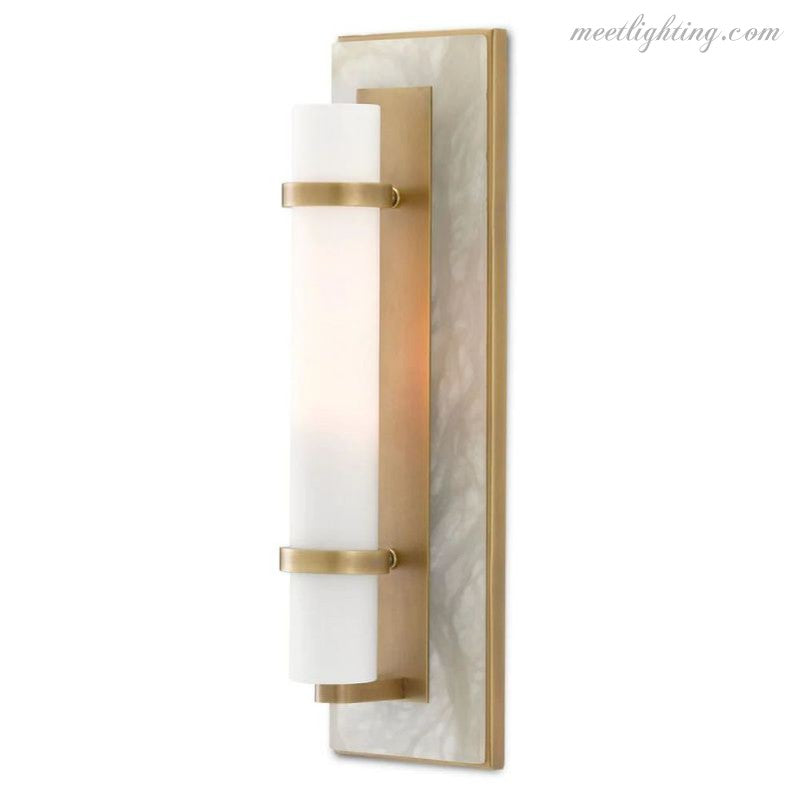 Alabaster Bruneau Brass Wall Sconce-Meet Lighting