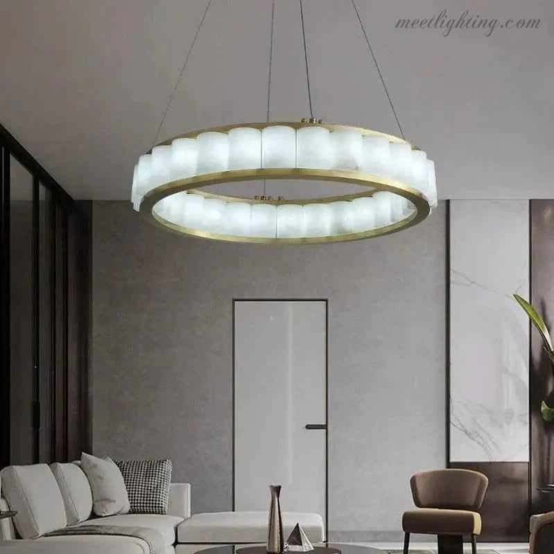 Alabaster Circle Round Pendent Lights-Meet Lighting