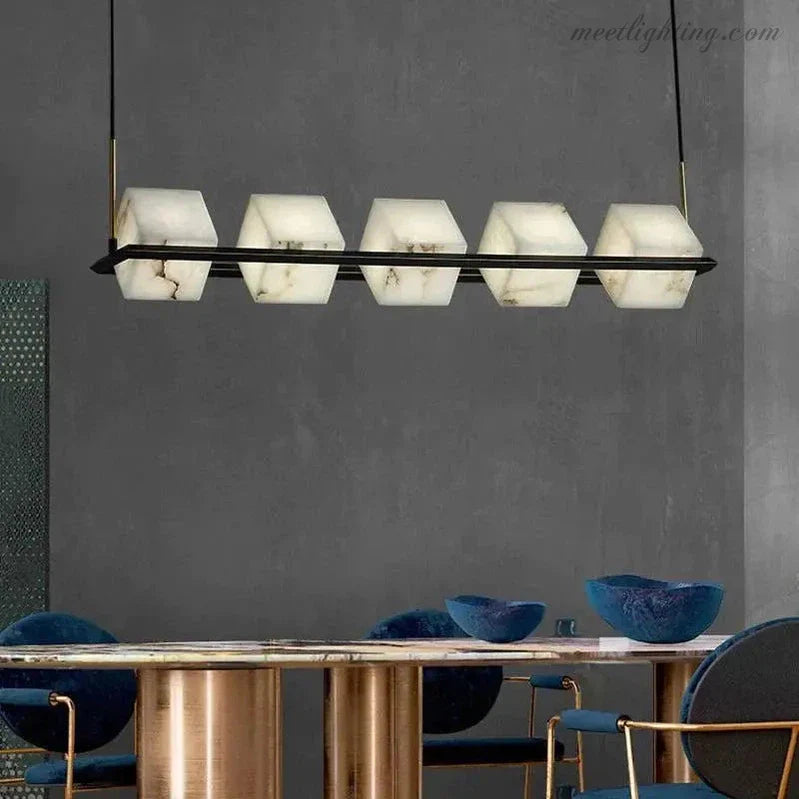 Alabaster Cubic Dining Pendant Chandelier-MEET LIGHTING