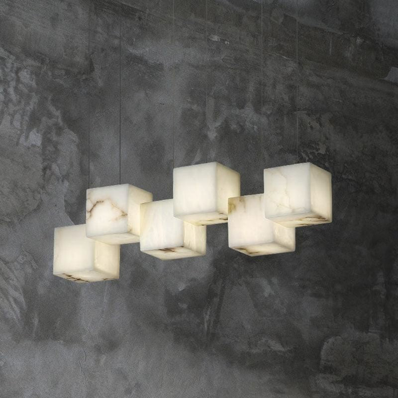 Alabaster Cubic Linear Chandelier-MEET LIGHTING