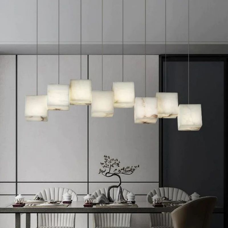 Alabaster Cubic Linear Chandelier-Meet Lighting