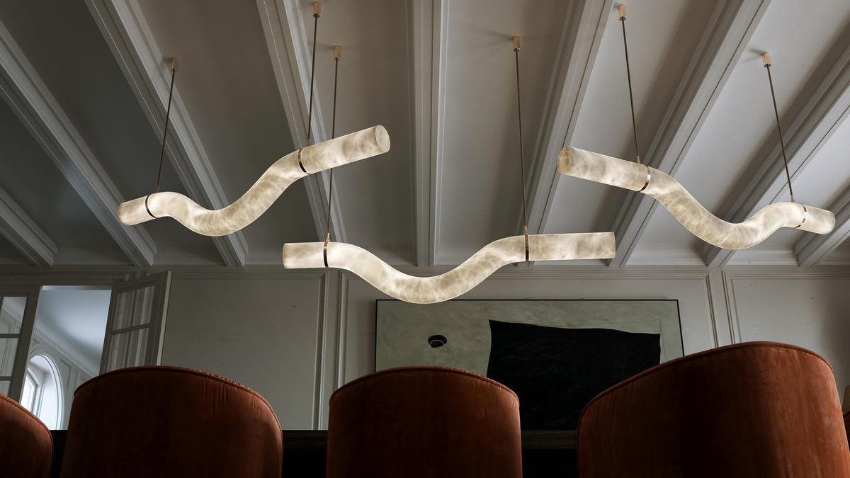 Alabaster Curved Chandelier-MEET LIGHTING