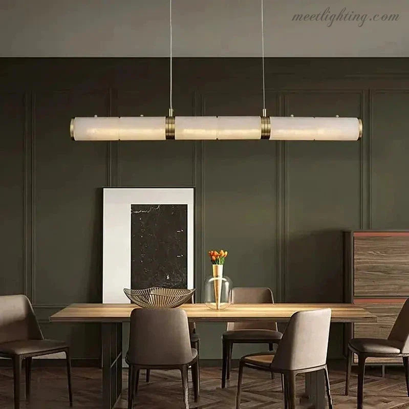 Alabaster Cylindrical Linear Chandelier-MEET LIGHTING