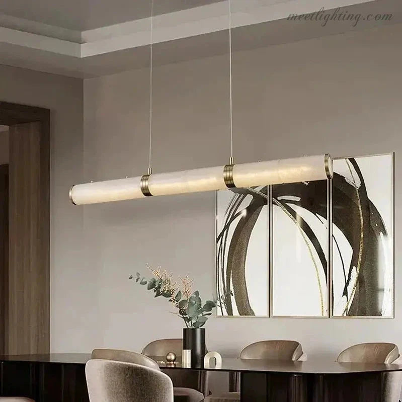 Alabaster Cylindrical Linear Chandelier-MEET LIGHTING