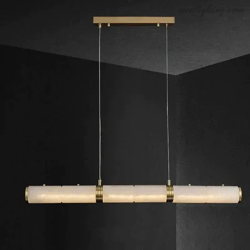 Alabaster Cylindrical Linear Chandelier-MEET LIGHTING