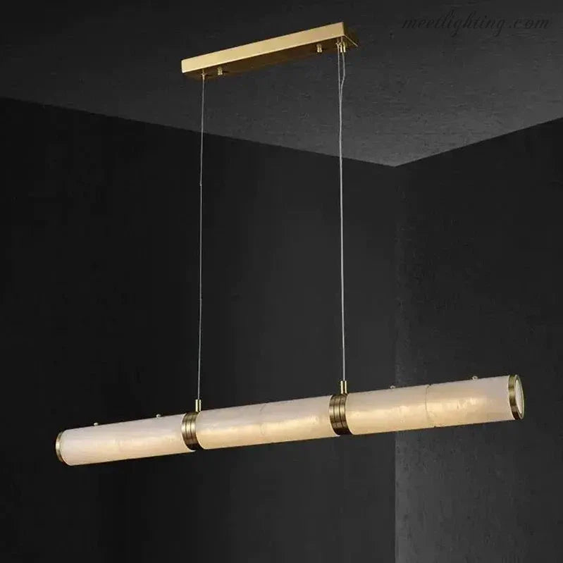 Alabaster Cylindrical Linear Chandelier-MEET LIGHTING