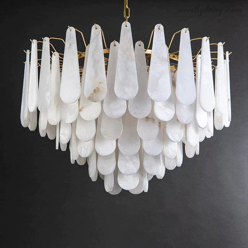 Alabaster Feathery Chandelier-Meet Lighting