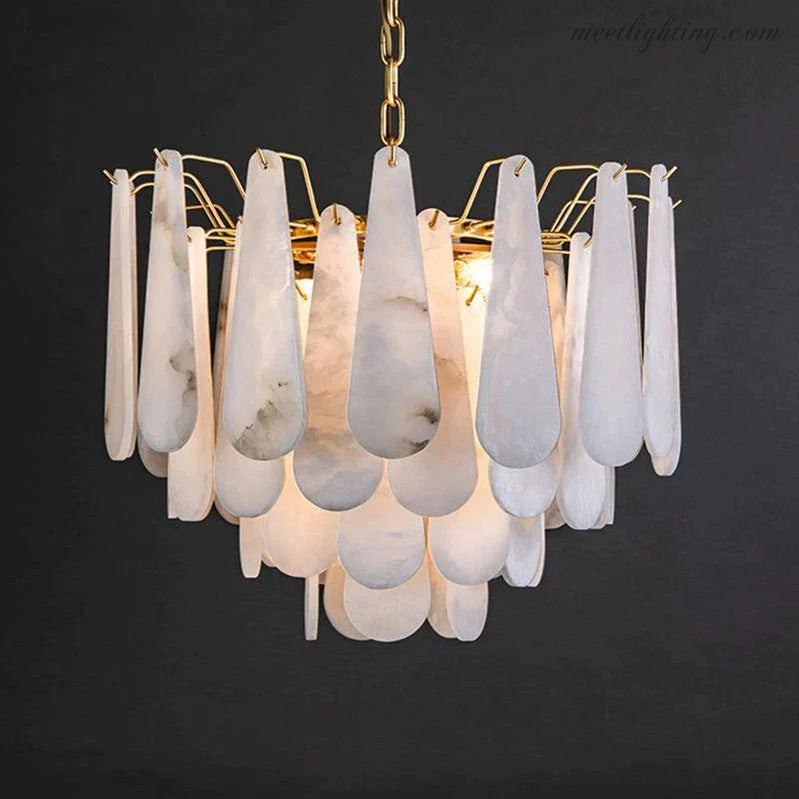 Alabaster Feathery Chandelier-Meet Lighting