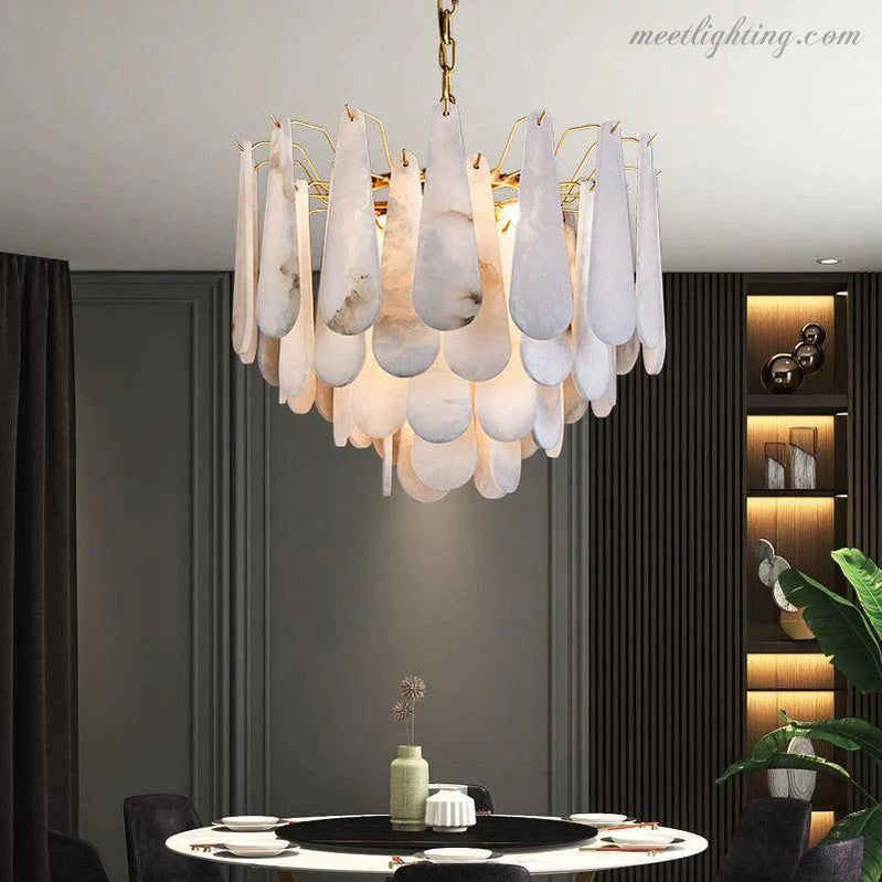 Alabaster Feathery Chandelier-MEET LIGHTING
