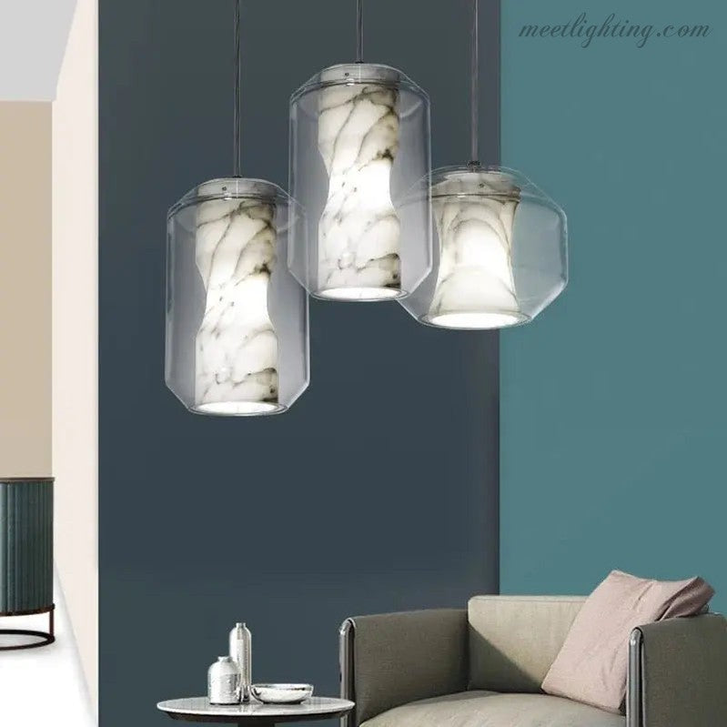 Alabaster Glass Pendant Lights for Dining Room-Meet Lighting