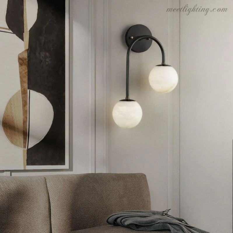 Alabaster Glo Modern Wall Sconce In Bedroom-Meet Lighting