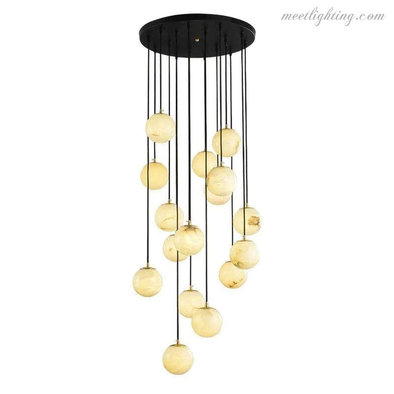 Alabaster Globe Wavy Chandelier-MEET LIGHTING