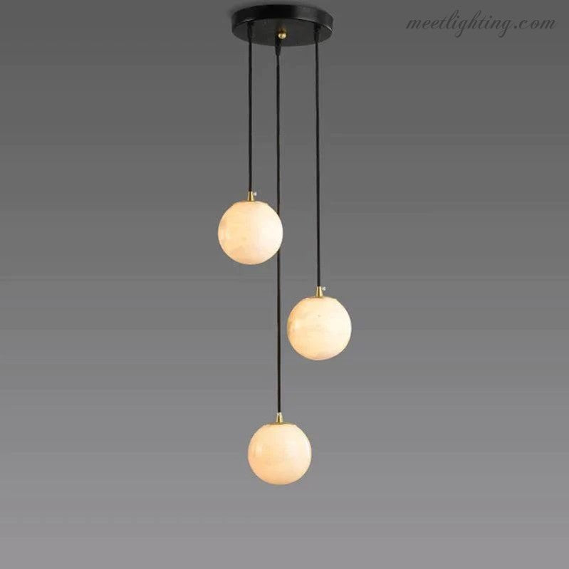 Alabaster Globe Wavy Chandelier-MEET LIGHTING