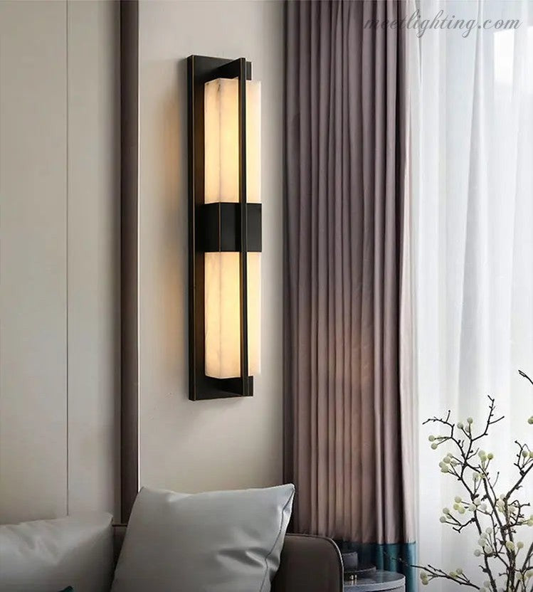 Alabaster Hallway Wall Sconce Light Fixtures-Meet Lighting