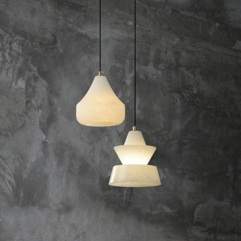 Alabaster Hat Pendant Light Over Nightstand-Meet Lighting