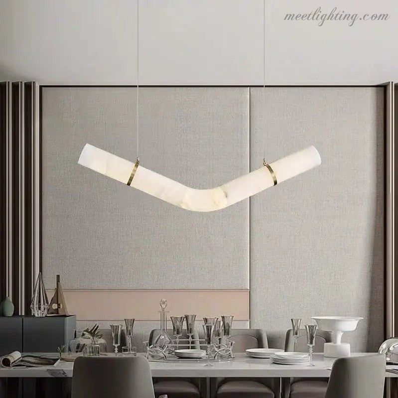 Alabaster Kitchen Round Tube Pendant Lighting-Meet Lighting