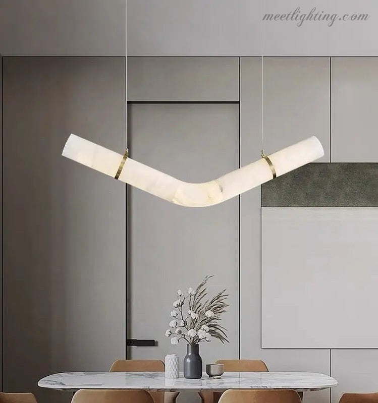 Alabaster Kitchen Round Tube Pendant Lighting-Meet Lighting